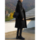Autumn and winter men's woolen coat cotton thickened mid-length Korean style double-breasted windbreaker men's woolen coat men's cotton black 2XL