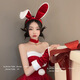 Pei Nanwei Atmosphere Red Rabbit Ears Headband Plush Rabbit Ears Headband Cute Bunny Girl Internet Celebrity Hair Accessory Female Cos Red and White Plush Rabbit Headband 1 pc