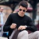 
Mr. Cloth round neck long sleeve hair T solid color simple skin-friendly and comfortable cardigan men's 2025 spring and autumn new product BT11978 piano black S (165)