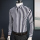 Talentiertes Yijia Schwarz-Weiß vertikal gestreiftes Hemd Herren-Langsamen trendy hübsches Frühling Slim Cotton Free Bügelgeschäft Casual Herren Fashion Shirt Navy Blue Striped CZLX5009 42/2xl/180