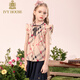 IVY HOUSE Ivy children's wear girls' printed shirt summer new British college style small flying sleeves retro plaid shirt khaki 100cm (110/52)