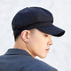 7PM newspaper bee hat men's casual trendy beret men's literary octagonal hat big head circumference four seasons versatile retro painter hat black L-59cm-large size big head circumference
