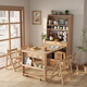 LEXI all solid wood folding dining table and sideboard integrated household small apartment multi-functional invisible retractable dining table sideboard + dining table + 4 chairs - solid wood color - installation included