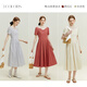 Fan Silan 23FS12172 Französisch Retro Elegantes Temperamentkleid für den Sommer für Frauen mit mittlerer Länge mit schwarzen Tupfen auf weißem Hintergrund s