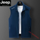 
JEEP SPIRIT couple fleece vest men and women autumn and winter sleeveless vest fleece vest outdoor warm cardigan stand collar jacket 9277 men-dark gray XL