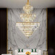 Shilan Light Luxury Duplex Gebäude großer Kronleuchterkristall-Lampen Villa Wohnzimmer leeres Gebäude mit mittleren Bodentreppenleuchte 6628-100*150 cm-drei Farbenbacken Installation