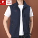 Pierre Cardin vest men's spring and autumn outdoor sports workwear large size sleeveless vest multi-pocket loose waistcoat sports coat for men dark blue 2XL