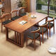 Yiyao nueva mesa de comedor y silla de estilo chino Combinación Sala de estar simple Mesa de comedor de plato grande Tabla de lectura de trabajo Integrado CR9901# Nuez Tabla individual 180x80x75cm