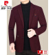 Pier Cardin's new wool casual suit men's middle-aged young luxury wool suit jacket men's slim spring and autumn suit jacket men's burgundy L 175 (120-138Jin [Jin equals 0.5 kg])