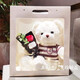 Secret love bear doll dolls, plush toys, couples birthday gifts for best friend girlfriends, Chinese Valentine's Day, white bear blue sweatshirt + gift bag + string lights 30 cm