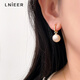 Lnieer Shijia pearl ear clips without pierced ears for women autumn and winter temperament earrings and earrings light luxury high-end 2025 new ear jewelry 12MM milk white pearl ear clips pair