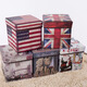 Chenzhi Shangpin retro printed coated storage stool storage box multi-functional covered folding storage stool shoe replacement stool storage stool high heels 30*30*30cm