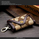 COOLKI KANGAROO BANDA BAJA BAJA DE CAKE COWHIDE Men and Women Cadena de llave Men y mujeres Oxford CAR Bag Key Color marrón (Bolsa de lona de patrón circular)