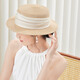 Siggi Strohhut Frauen Sommer flacher Top Sonnenschutzhut Flat Edge Urlaub Seaside Fashion Retro Stroh gewebter Sonnenhut Si95339 Meter