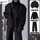 Gxmy dark design short broad-shouldered flight jacket for men 2025 autumn and winter simple suit lapel long-sleeved top coat black jacket + black bottoming shirt + black trousers three-piece set XL recommended 125-140Jin Jin equals 0.5 kg