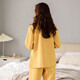 Catman (MiiOW) cardigan pajamas for women in spring and autumn thickened cotton long-sleeved cotton home clothes autumn and winter style set can be worn outside 12530 yellow XL [recommended 120-140Jin [Jin equals 0.5 kg]]