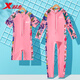 Xtep Children's Swimsuit Girls 2022 New One-piece Girls' Professional Training Swimwear for Large Children, Sunscreen Swimming Equipment, Octopus Tender Pink, Short Sleeves - Highly Effective Sunscreen, Size 12, Recommended Height 125-135cm