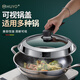 HUYO thickened tempered glass pot lid household stainless steel can stand up for cooking iron pot lid universal high temperature resistant steamer lid suitable for inner diameter 23.8-25.3cm 24cm