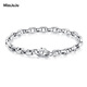 Miss JuJu pt950 men's platinum bracelet cross round O-shaped chain platinum personality domineering leopard head button (customized) 20-22g length 17-23cm thick 6mm leopard head button