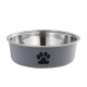 KellyPet stainless steel dog bowl cat bowl non-slip anti-knock pet bowl cat food bowl double bowl medium dog water basin light green footprint S-small 14.3x5.5
