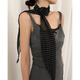 
Guiqi scarf for women with long polka dots neck design sense fashionable rose scarf ribbon autumn and winter versatile Korean high-end sense black rose clip