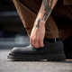 Mr. A. Derby Schuhe Herren Low Top Martin Boots Britisch -Stil Runde Zehen große Zehenschuhe Schwarze Arbeitspeakschuhe Dicke Sohle lässige Lederschuhe Mra Gloss Black 41 Herrengröße