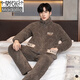 MODAL-Herren-Pyjamas in Winterbekleidung Wärme, verdickter Samtkorallen-Samt dreischichtige Baumwoll-Reißverschluss Flanell-Heimset N9904 Hellgrau Set l Gewicht (90-120jin [Jin entspricht 0,5 kg]))