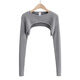 Rock color ultra short top tight hot girl sweet and spicy long-sleeved blouse for women spring and autumn new round neck color versatile T-shirt blood mattress brown S