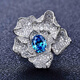Fat Donglai's same style aquamarine ring customized full of diamonds Swiss blue topaz flower dove egg aquamarine zirconium
