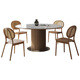 Gaode Meiju solid wood round dining table home modern simple log big round table new pearl litho board round dining table chair combination wasaki style 120 round table + 80 turntable (new pearl) + CY684*4