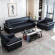 Zheshan sofa living room coffee table combination VIP reception room three-person modern simple business office straight-row sofa slate painted round coffee table - black