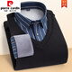 Pierre cardin autumn and winter new warm fake two-piece knitted shirt men's long-sleeved plus velvet thickened pullover casual and fashionable men's shirt 6628 XXL