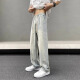 KIEXI牛仔裤男春夏季直筒宽松裤子男潮牌阔腿裤美式高街休闲长裤子 黄泥色 L 【105-125斤】