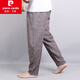 Pierre Cardin Pierre Cardin Brandneue Retro -Leinen Harem Hosen Herren Baumwolle und Leinen Casual Hosen Loose Trendy Herren Slim Hosen grau m
