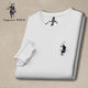 AGUGSTER Polo Auténtico Paul Autumn and Winter New Men's Loose Round Sweet Sweinshirt Polo Camiseta de caballo bordada Camiseta White 6628 L
