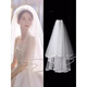 Bhiodha quality veil bride main wedding dress wedding certificate marriage proposal engagement super fairy fluffy headwear photo studio photo shoot 60cm white double layer plain yarn about 70cm - lighter and more elegant