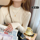 Yu Zhaolin knitted bottoming shirt for women with half-turtleneck sweater, slim long-sleeved, mid-collar, wearable top, autumn and winter black