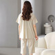 
Yunzhi pajamas for women in summer woven pure cotton cropped sleeves trousers middle-aged mother summer thin women's home clothing suit 5012-Genting yellow XL (170): Recommended 120-140Jin [Jin equals 0.5 kg] to wear