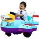 Jingxuan children's large airplane toy can sit on children's electric toy car for infants and young children, male and female babies, remote control car, upgraded special version blue + 12V battery enhancement, car head can be replaced + remote control, dual drive