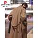 皮尔卡丹（pierre cardin）英伦风毛呢风衣外套男款中长款春秋季2024新款高级感呢子韩版大衣 米白色 L