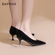 Daphne's Chinese Valentine's high-heeled suede-slim heels with one foot, professional pointed shoes, velvet black (5cm heels high) 37