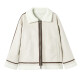 Baleno coat reverse velvet jacket for women Korean style warm lapel casual zipper jacket 05K off-white L