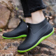 Xili summer fashion rain boots men's low-cut waterproof shoes women's short rain boots kitchen work overshoes fishing car wash rubber shoes black with green bottom 42