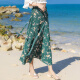 Yu Zhaolin Women's Beach Skirt Women's Wrap Skirt Chiffon One-piece Skirt Seaside Vacation Retro Lace-up Skirt YWBQ203214 Green One Size
