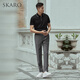 SKARO【含桑蚕丝 可机洗】商务POLO衫男士翻领休闲短袖T恤夏 黑色SKP671 L （=衬衫41码）
