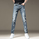 Jeep Spirit Jeans Jeans de alta gama Men Summer Nuevo estilo coreano Light Luxury Luxury Slim Casual Casual DQ-1369 Azul 30