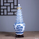 Xindeheng Jingdezhen Ceramics 5 Jin Jin equals 0.5 kg, blue and white porcelain sealed long neck flat lid wine bottle, cool bottle wine jar, double dragons playing with beads 3 Jin Jin equals 0.5 kg, blue and white porcelain tower (with base lock)