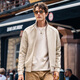 
Mr. Bu Bu silhouette splicing design knitted cardigan jacket men's 2025 spring and autumn double-head zipper sweatshirt KT15695 bronze 3XL (190)