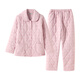 American Standard's new couple's three-layer quilted thermal pajamas for women winter all-cotton quilted padded clothes plaid can be worn outside home clothes for men Taro powder XL