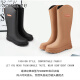 Soogree Regenstiefel für Frauen Erwachsene hohe Röhrchen Regenstiefel modische wasserdichte, rutschfeste Kleidung-resistente Gummischuhe dicker Sohle langer Röhrchen Wasserschuhe Ritterregen Regenstiefel